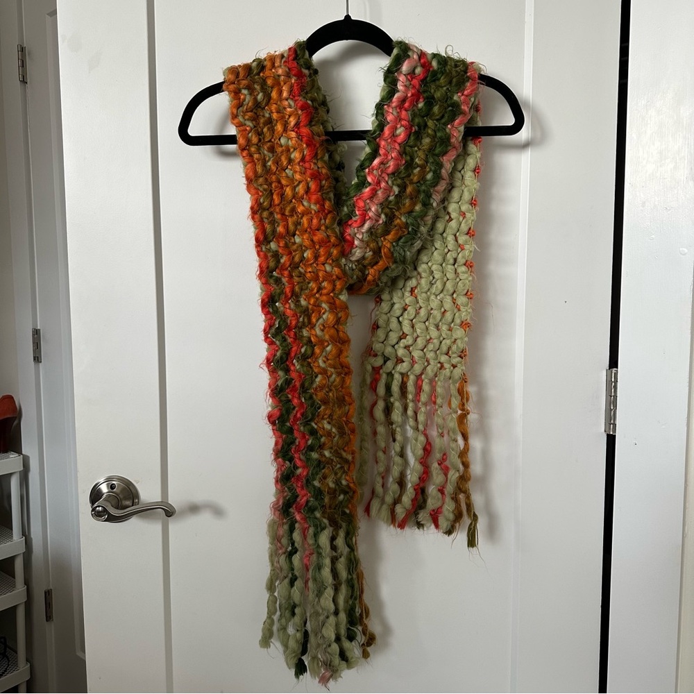 Colorful Shaggy Fluffy Soft Knit Scarf with Fringe